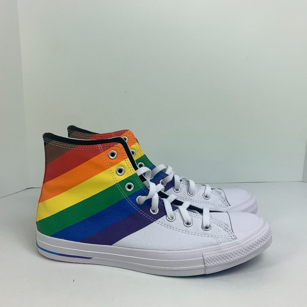 Converse Mens CTAS Hi Pride Canvas 167758C White/University Red/Multi NWB - Picture 1 of 11